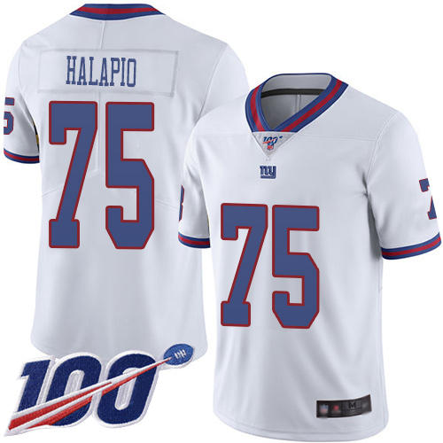 Men New York Giants #75 Jon Halapio Limited White Rush Vapor Untouchable 100th Season Football NFL Jersey->youth nfl jersey->Youth Jersey